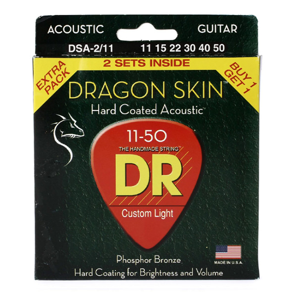 DR Dragonskin K3 Coated 통기타줄 DSA2-11 (011-050) 2SET Extra-Pack
